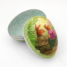 4-1/2" Green Holly Pond Hill Bunny Garden Swing Easter Egg Container ~ Germany